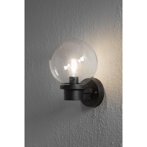 Konstsmide Nemi Up - Buiten Wandlamp - 20 X 27 X 29 Cm - IP44 - Mat Zwart En Transparant