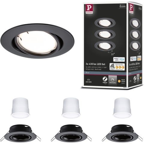 Paulmann 92465 LED-inbouwlamp Set van 3 stuks LED 14.7 W Zwart (mat)