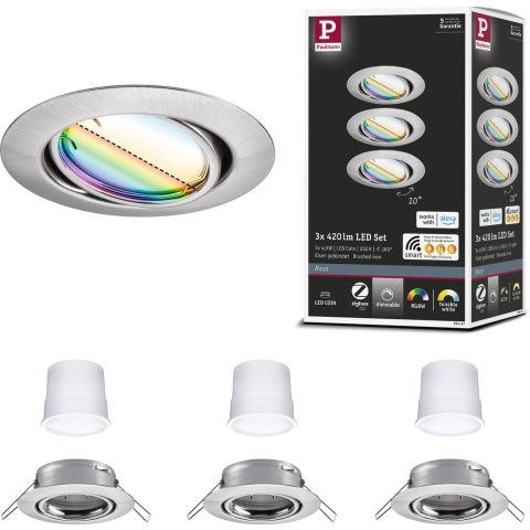Paulmann 92467 LED-inbouwlamp Set van 3 stuks LED 14.7 W IJzer (geborsteld)