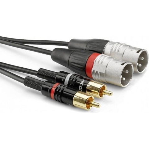 Sommer Cable HBP-M2C2-0150 Audio Adapterkabel [2x Cinch-stekker - 2x XLR-stekker 3-polig] 1.50 m Zwart
