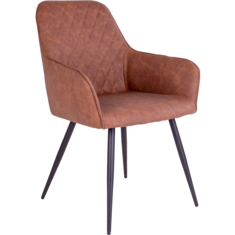 House Nordic Harbo Eetkamerstoel Vegan Leer Bruin - Set van 2