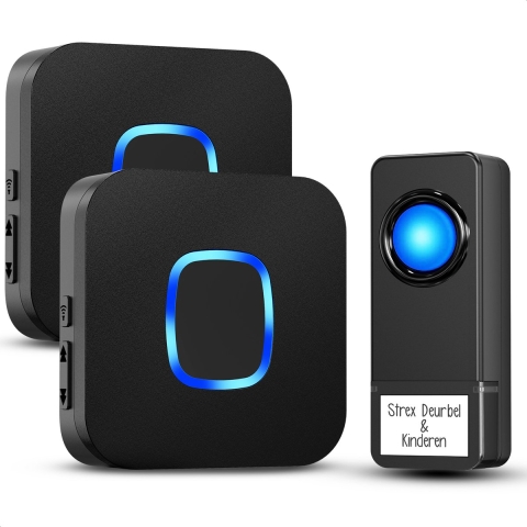 Strex Draadloze Deurbel met 2 Ontvangers - Plug&Play - 300 Meter - 4 Volume / 58 Melodieën - IP55 Waterdicht