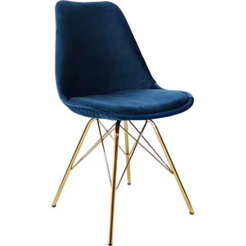 Kick Kuipstoel Velvet Donker Blauw - Goud Frame