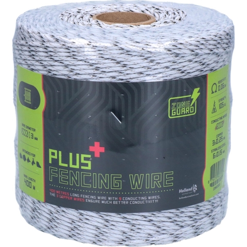 ZoneGuard 3 mm Plus afrasteringsdraad wit en zwart 400 m