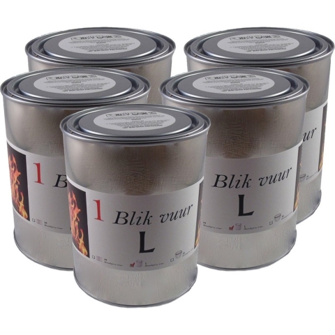 5x blik vuur tuinfakkel - 11 x 13 cm - 5-8 branduren - verlichting in blik - tuinkaars -