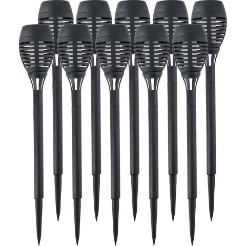 10x Solar tuinlampen fakkels/toortsen met vlam effect 48 cm -