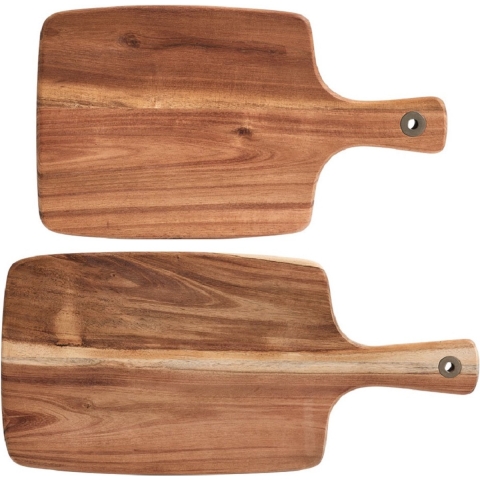 2x Rechthoekige acacia houten snijplanken met handvat 32/42 cm -