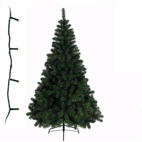 Groene kunst kerstboom 150 cm inclusief helder witte kerstverlichting -