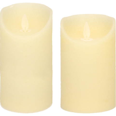 Set van 2x stuks Ivoor Witte Led kaarsen met bewegende vlam -