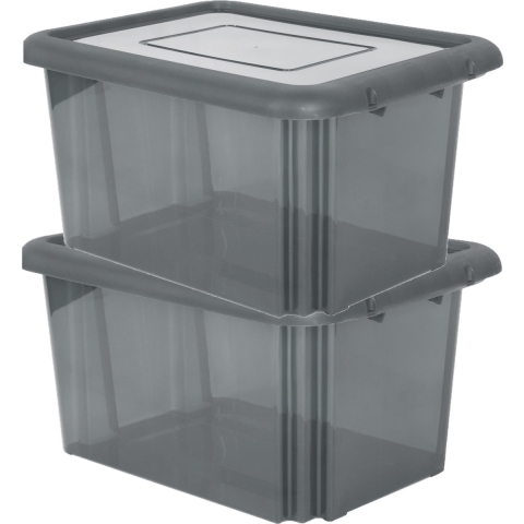 EDA Opbergbox 55L - 8x - grijs - stapelbaar - L58 x B44 x H31 cm - kunststof - Bak/doos met deksel -