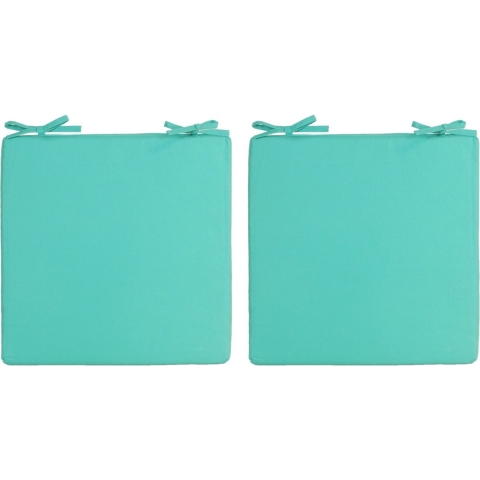 8x stuks stoelkussens voor binnen en buiten in de kleur aqua groen/blauw 40 x 40 cm -