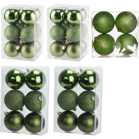 Kerstversiering set kerstballen appelgroen 6 - 8 - 10 cm - 40x stuks -