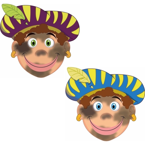 Pakket van 12x stuks roetveeg Pieten uitknip knutsel maskers 26 x 27 cm -