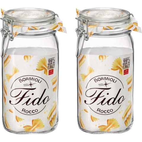 Voorraad/weckpot - Set van 5x stuks - transparant - glas - 22 x 10 cm - 1,5 L - Bormioli Rocco -