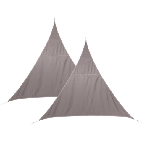 Set van 2x stuks polyester schaduwdoek/zonnescherm Curacao driehoek taupe 2 x 2 x 2 meter -
