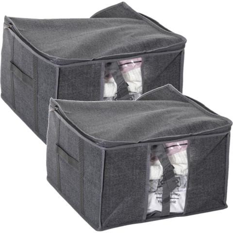 Dekbed/kussen opberghoes - 2x - antraciet grijs - vacuumzak - 40 x 40 x 25 cm - opberghoes -