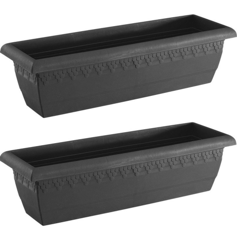 4x stuks antraciet grijze rechthoekige plantenpotten/bloempotten Jardinera 60 x 20 cm kunststof -