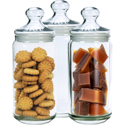 Set van 3x stuks voorraadpotten/bewaarpotten 1500 ml glas met glazen deksel -