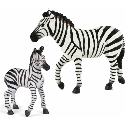 Plastic speelgoed dieren figuren setje zebra familie van moeder en kind -