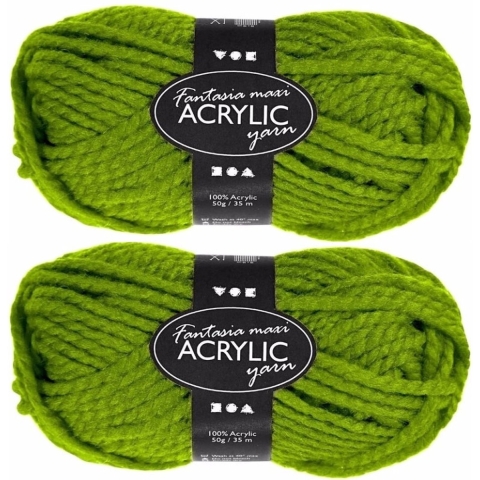 Hobby bolletje wol - 5x - acryl - groen - 35 mtr - garen - maxi bolletje - breien/haken -