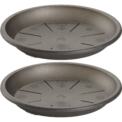 PlasticForte Opvangschaal Plantenpot - 4x stuks - 36 cm - onderbord - antraciet - pot Dia 40/45 cm -