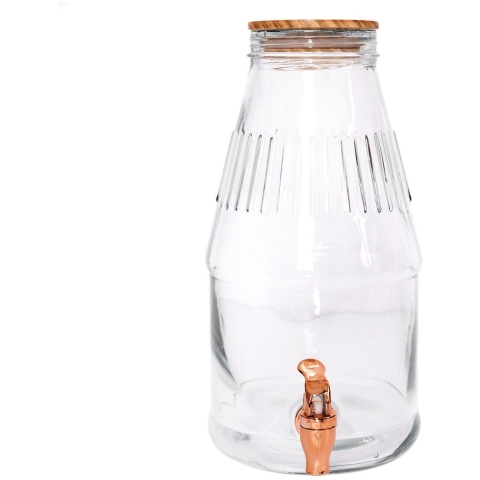 Home Deco Factory Drankdispenser - 3.8 liter - glas - limonadetap - waterdispenser - transparant -