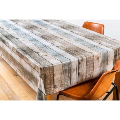 Bellatio Design Tafelzeil/tafelkleed - lange houten planken print - 140 x 220 cm - Tuintafelkleed -