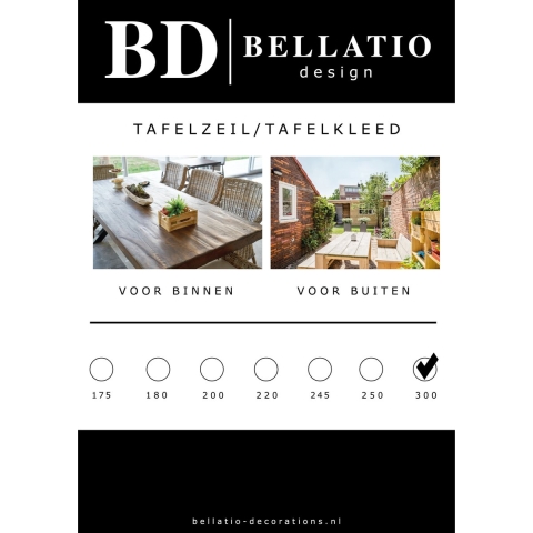 Tafelzeil/tafelkleed Damast witte krullen print 140 x 300 cm -