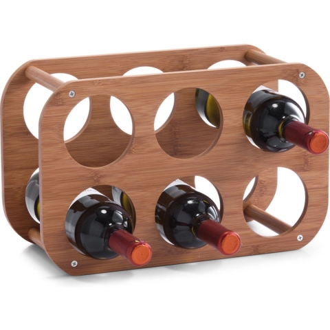 Wijnrek - compact - voor 6 flessen - 38 cm - hout - wijnflessen rek -