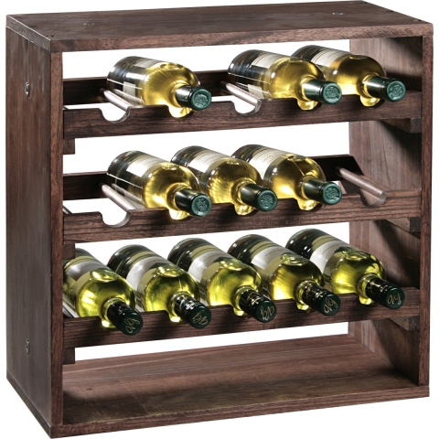 Houten wijnflessen rek/wijnrek vierkant voor 15 flessen 25 x 50 x 50 cm -