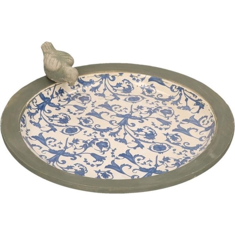 Esschert Design Vogelbad/voederschaal - rond - keramiek - 33 cm - vogels voederen in de winter -