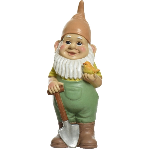 Tuinkabouter met schep - kunststeen - H29 cm -