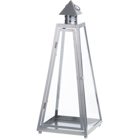 Flancy Flames Windlicht - grijs - metaal - lantaarn - 21,8 x 21,8 x 54,3 cm -