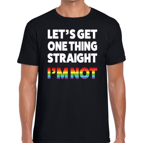 Lets get one thing straight gay pride shirt zwart heren M -