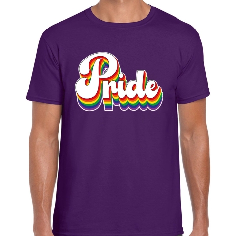 Gay Pride T-shirt voor heren - pride - paars - regenboog - LHBTI S -