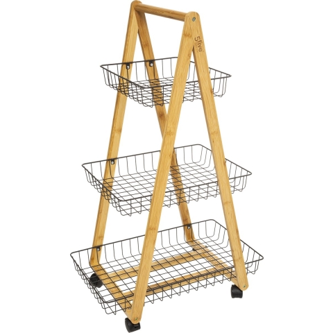 Keukentrolley bamboe 3-laags 54.5 x 35.5 x 88 cm -