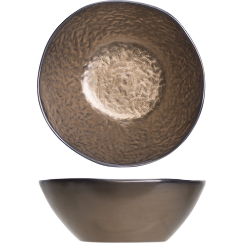 6x Luxe koper kleur serveerschaaltjes van aardewerk 15 cm -