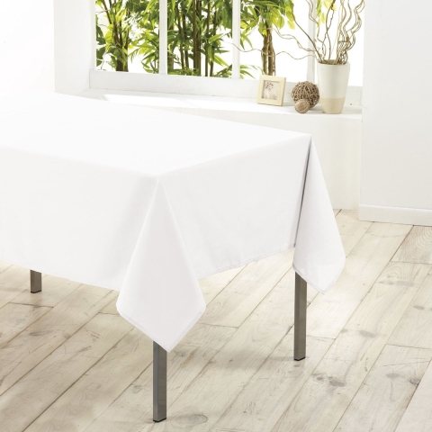 Tafelkleed voor binnen - Wit - polyester - 140 x 200 cm - Basic eettafel tafelkleden -