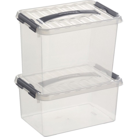 2x Opberg boxen/opbergdozen set 6 en 9 liter 30 cm kunststof -