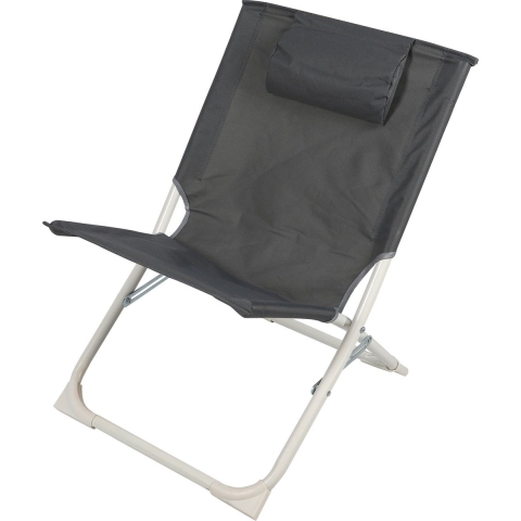 Sunnydays camping/strand stoel - aluminium - inklapbaar - grijs - L49 x B62 x H61 cm -