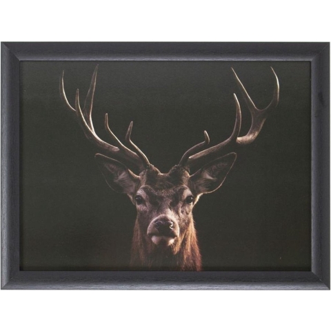 Schootkussen/laptray zwarte hert print 43 x 33 cm - Schoottafel - Dienblad voor op schoot -