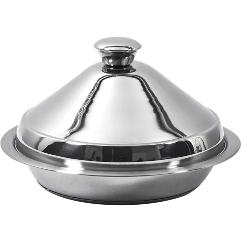 Tajine RVS - Marrakesh - zilver - D24 x H16 cm - Oosterse stoofpan/kookpot -