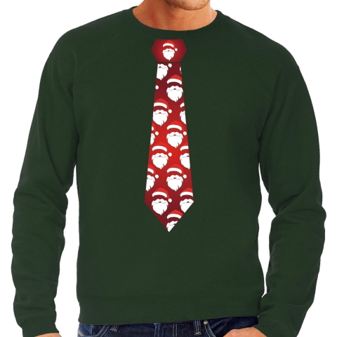 Stropdas Kersttrui/kerst sweater kerstmannen groen voor heren XL -