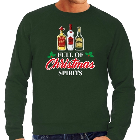 Foute drank humor Kersttrui Kerst sweater groen voor heren L -