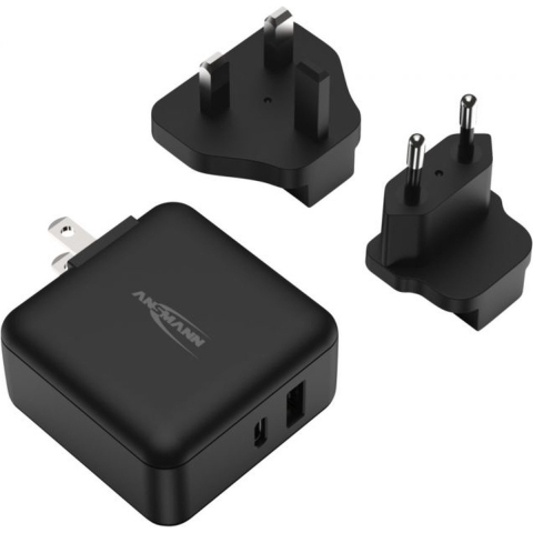 Ansmann USB Reis Oplader 30W + Verwisselbare Stekkers Zwart