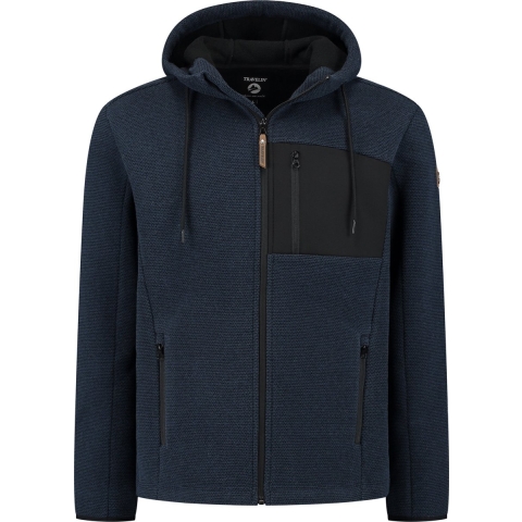Travelin'Lasse - Outdoorvest voor heren - Zakken met rits - Cardigan met capuchon - Marineblauw - m