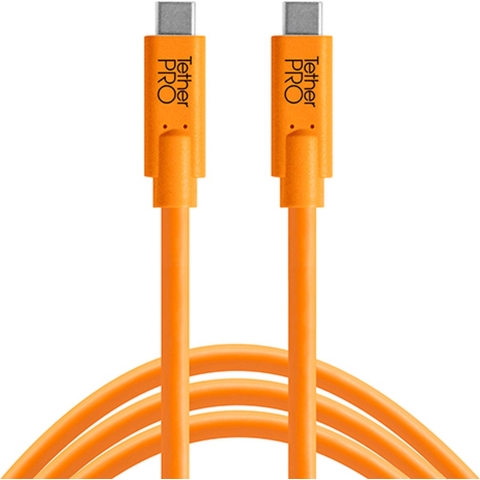 Tethertools TetherPro USB-C to USB-C, 15' (4.6m), High-Visibility Orange
