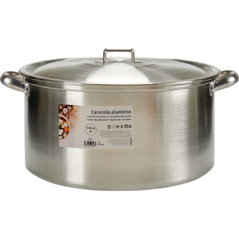 Grote Kookpan/soeppan/sauspan met deksel - Aluminium - 25 liter - D43 x H24 cm -