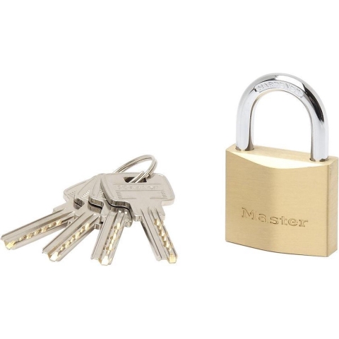 Masterlock 40mm thick solid brass body - 22mm hardened steel shackle, 6mm diam. - - 2940EURD