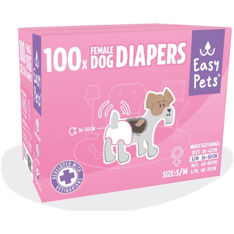 EasyPets Hondenluiers Teef S/M 100 stuks